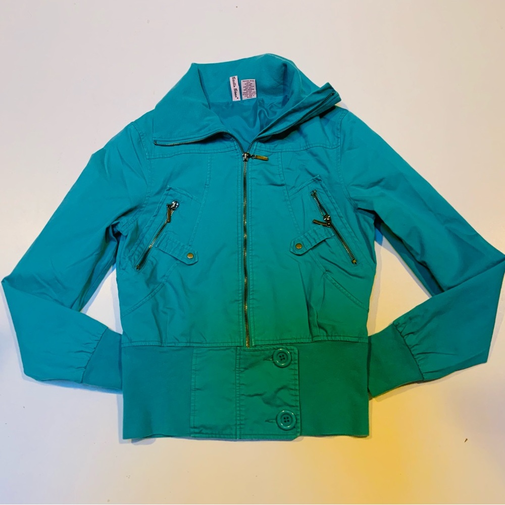 Stella Starr women’s Jeans style Jacket sz M Teal Color. Cotton
